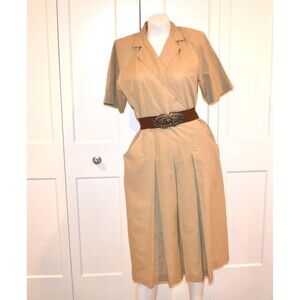 Vintage Khaki 1980s Dress